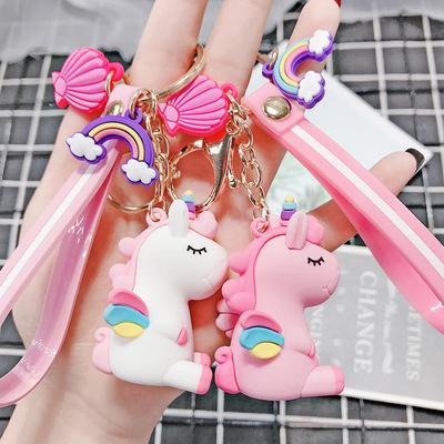 China Cute Creative High Quality Pure Manual Key Chain Unicorn Key Chain For Women Man for sale