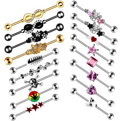 China Trendy Fashion Barbell Heart Ear Cartilage Steel Steel Industrial Piercing Jewelry For Women for sale