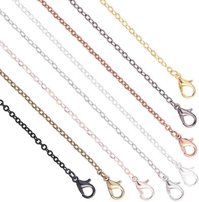 China FASHIONABLE 40 Strands 8 Colors Brass Cross Chains Flat Oval Links Wire Chain Necklace with Lobster Clasps for Jewelry Making for sale