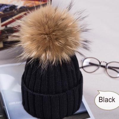 China High Quality Solid 100% Cotton Ring Hat Big Ball Knitted Hat Cashmere Hat for sale