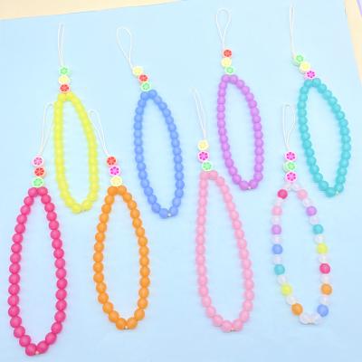 China 2021 New Fashion Strap CIA Charm Polymer Clay Beads Pearl Smiley Face Star Acrylic Lanyard Accessory Handmade Beaded Phone for sale