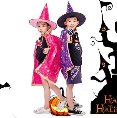 China New Style Kids Halloween Coats Environmental Friendly Hat Sets Star Costume Accessories Holiday Party Cosplay Witch Enchanter Props for sale