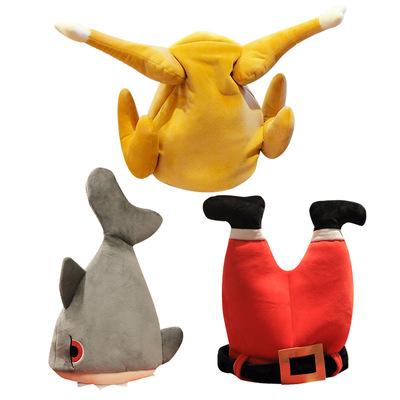 China Environmentally Friendly Funny Christmas Hat Tiktok Santa Pants Shark Chicken Drumstick Moving Hats By Electricity Special Gift Wacky Toy for sale