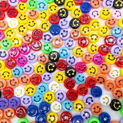 China Wholesale DIY Jewelry Accessory 100 Acrylic Colorful Happy Face Loose Spacer Beads Smiley Face Beads 10MM Pieces For DIY Jewelry Making Dropshipping for sale