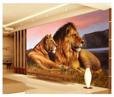 China Modern Eco-friendly High Quality Modern Wall Covering Beautiful Animal Hall Textile Wallpaper for sale