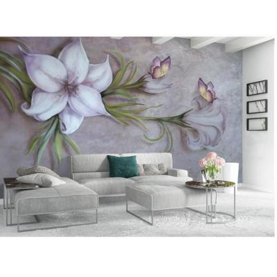 China New Style Eco-friendly Custom Printed With Butterfly And Flower Decoration Mural for sale