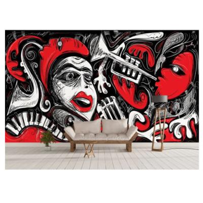 China Waterproof+ECO-Friendly Custom Design Graffiti Abstract Stereo Music Art Wall Mural for sale