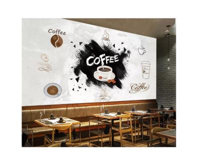 China CLASSIC coffee background wall retro coffee wallpaper mural for sale