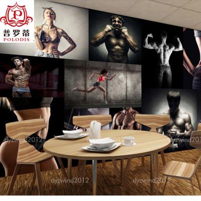 China Large modern modern custom printed wall fabric fitness wall dynitic murals for gym for sale