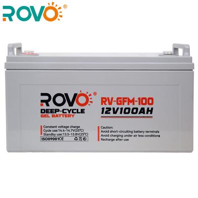 China Original Power Tools ROVO 12V 100AH ​​Gel Inverter Battery Long Life Deep Cycle Solar Type Maintenance Free For Solar Home System for sale