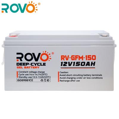 China Original Power Tools ROVO 12V 150AH Long Life Deep Cycle Solar Gel Battery Acid Type Maintenance Free For Solar Home System for sale