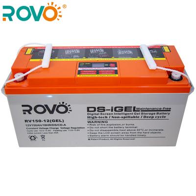 China Solar Toys ROVO 12V 150AH Gel Depp Cycle UPS Battery With Screen Monitoring Maintenance Free For Backup System for sale