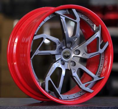 China VIP Sports 18 19 20 21 22 Inch Factory Custom Sale Gray And Red 2 Piece Alloy Style Car Rims Forged Car Wheels for sale