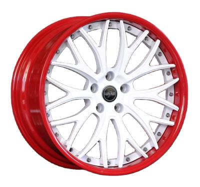 China VIP Sports 18 19 20 21 22 Inch Factory Custom Sale Red & White Style 2 Piece Forging Alloy Forged Passenger Car Wheels for sale