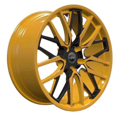 China VIP Sports 18 19 20 21 22 Inch Custom Data yellow+white High Quality Alloy Passenger Car 2 Piece Forged Wheels for sale