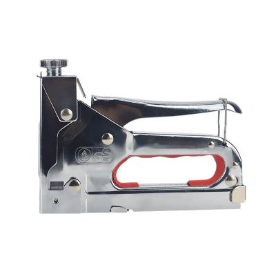 China Plain Case with Silver Plating Card Holder Packing Three-Aim Staple Gun Full Manual Nailing Gun Band Nail U-Type Pneumatic Gun for sale