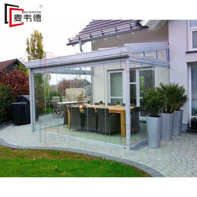 China Lowe Glass / Tempered Excellent Frameless Sliding Glass Insect Screens Patio Curtain Folding Glass Door For Outdoor Sunroom Terrace Glazing for sale