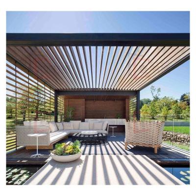 China Easily Compiled Exterior Flat Gazebo Patio Roofing Design Motorized Aluminum Pergola for sale