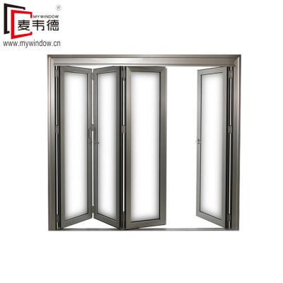 China Thermal Break Folding Double Glazed Doors Aluminum Bifolding Doors Entrance Glass Doors Accordion Doors Design for sale