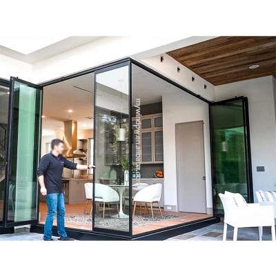 China Shanghai Supplier Waterproof / Soundproof / Heat Insulation Interior Aluminum Accordion Folding Design Bifold Glass Door for sale