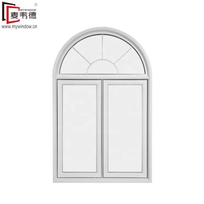 China European Style Aluminum Frame Curtain Folding Gothic Arch Window Grill French Glass Arched Design for sale