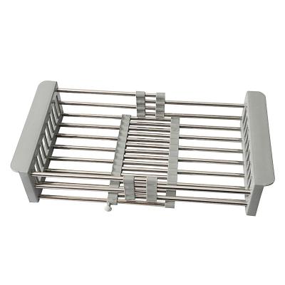 China Stainless Steel Multifunctional Collapsible Adjustable Sink Folding Silicone Dish Drying Rack for sale