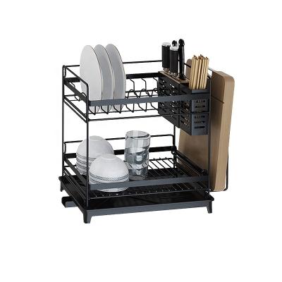 China Newest Factory Price 201 Stainless Steel 2 Layer Multifunctional Dish Rack for sale