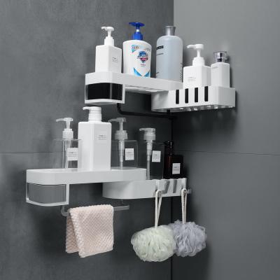 China Hot Amazon Sale Shampoo Shelf Rack Wall Suction Hanger Wall Hanger Towel Racks Bathroom Stocked Towel Racks for sale