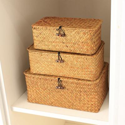 China Large Traditional Foldable 2in1 Woven Clothing Storage Boxes Woven Storage Box for sale