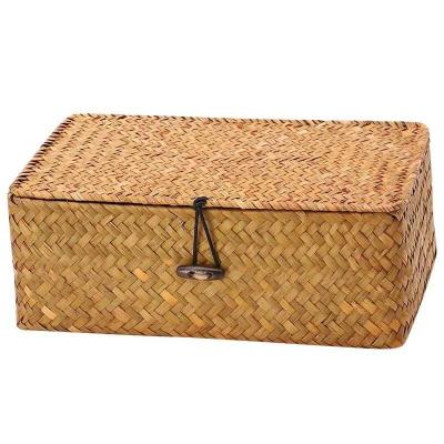 China Traditional Factory Wholesale Woven Storage Box With Lid Large Woven Baskets Storage Box for sale