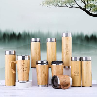 China PORTABLE Vacuum Flask Water Bottle Bamboo Wood Thermo Pot with Wooden Thermo Mug Thermos Style Wooden Mugs for sale