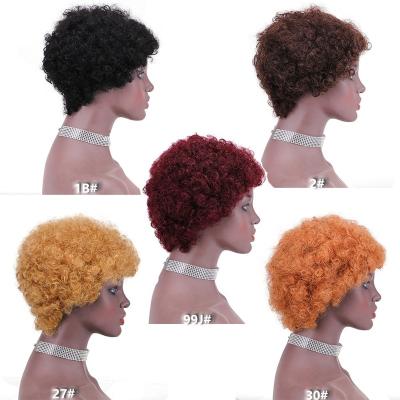 China TKL Factory Price Soft Natural Afro Curl Hair Wig For Black Women High Quality Ladies Short Wigs for sale