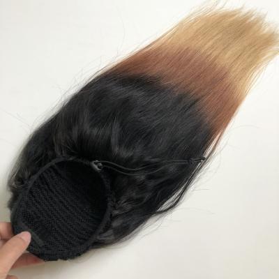 China New Design Silky Straight Ombre Wave TKL Cheap Price Drawstring Hair Ponytail Extension For Black Women for sale