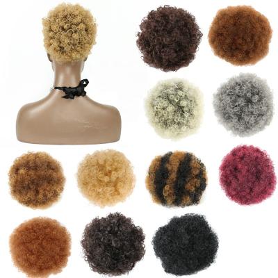 China Professional Manufacturer 60g Afro Puff TKL 8 Inch Fluffy Bun Clip In Synthetic Afro Puff Hair Bun for sale