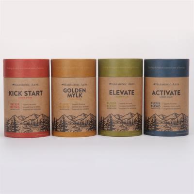 China Biodegradable Luxury Kreft Printed Boxes Cylinder Custom Recycle Tea Paper Tube Food Grade Packaging for sale