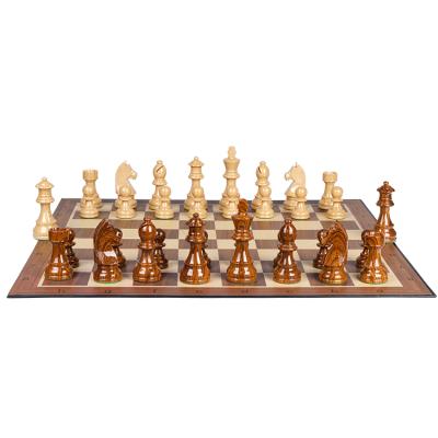 China 3.75 Inch King Wood Grain Wood Weighted Deluxe Chess Pieces for sale