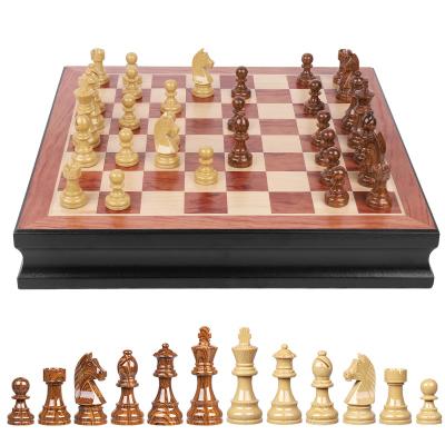 China 38x38cm Rosewood Double Drawer Wooden Chess Box Leisure Entertainment Educational Games for sale