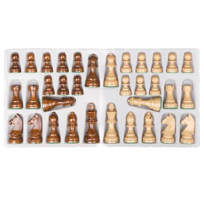 China Annual Hot Sales 3.75 Inch King Wood Grain Board Games Weighed Chess Pieces Luxury Wooden Chess Boards for sale