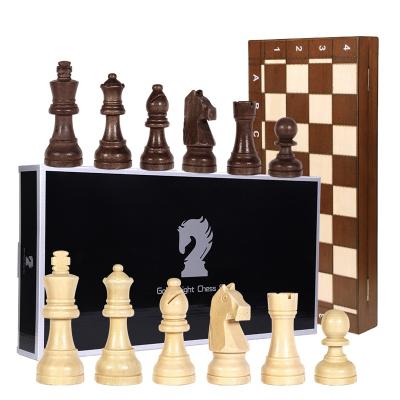 China Wooden magnetic box 33x33cm black and white chess wood + double queen, recreation and entertainment for sale