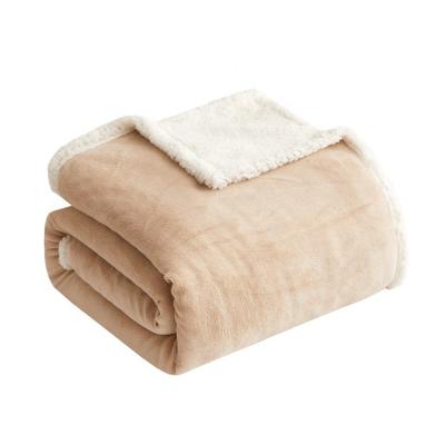 China PORTABLE Custom Luxury Soft Plush Coral Fleece Sherpa Fleece Bed Throw Blankets for sale