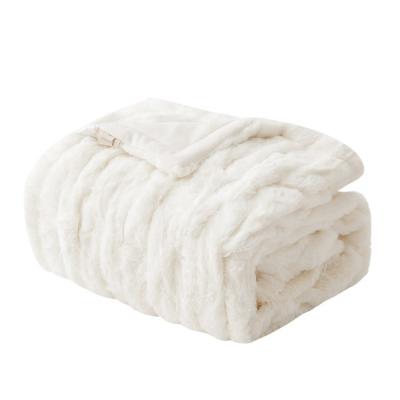 China Mink Faux Fur Fleece Throw soft luxury handmade made to order PORTABLE covers for sale