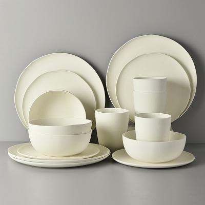 China Sustainable Lekoch Bpa Free Plant Based Biodegradable 16pcs Dinnerware Set for sale