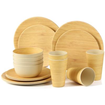 China Lekoch Sustainable Bamboo Fiber Tableware Set Powder New Style Dish Bamboo Fiber Tableware for sale