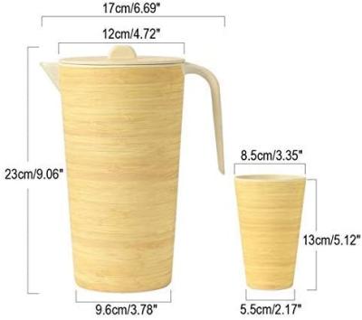 China Sustainable Lekoch Water Pitcher Set With Lid And 4 Cups , Bamboo Water Carafe For Lemon Fruit Iced Tea , Beverage Pitchers for sale