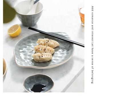 China Viable European Luxury Gray Color Phnom Penh Light Luster Ceramic Tableware Bowl Dish Set for sale