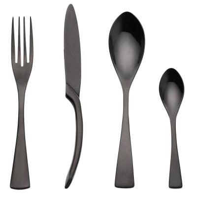 China 4PCS Viable Black Forks 401 Stainless Steel Knife Meat Salad Dinner Fork Metal Cutlery Set for sale