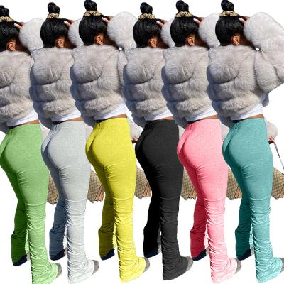 China Stacked Pants Breathable Solid Color Women's 2020 Styles Casual Wear Popular Women's Sweatpants Pants Wholesale for sale