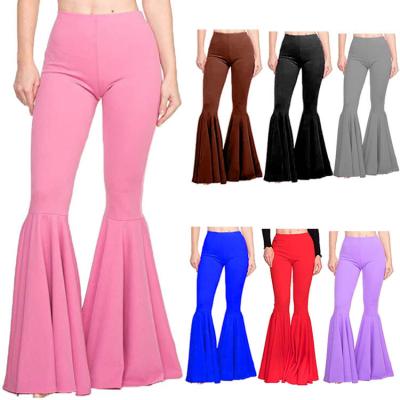 China 2020 Hot Selling Solid Color Women's Casual Women's High Waist Slim Stretch Pants Breathable Flare Pants For Wholesale for sale