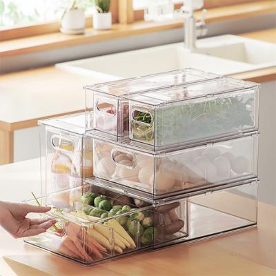 China Drawer minimalist 3L 6L9L storage box set kitchen refrigerator fruit and vegetable desk matching transparent storage box PET for sale