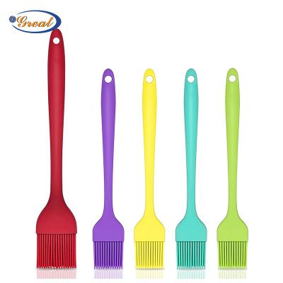 China Viable Free Samples Multi Color 21cm Multi Function BBQ Grill Brush Silicone Baking Brush With Logo Customized for sale